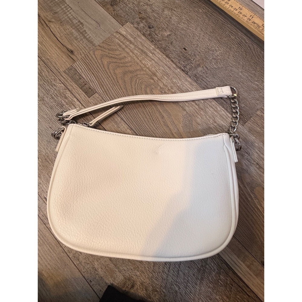 Unbranded Women Shoulder Bag Pebbled Vegan Leather Cream Small Handbag